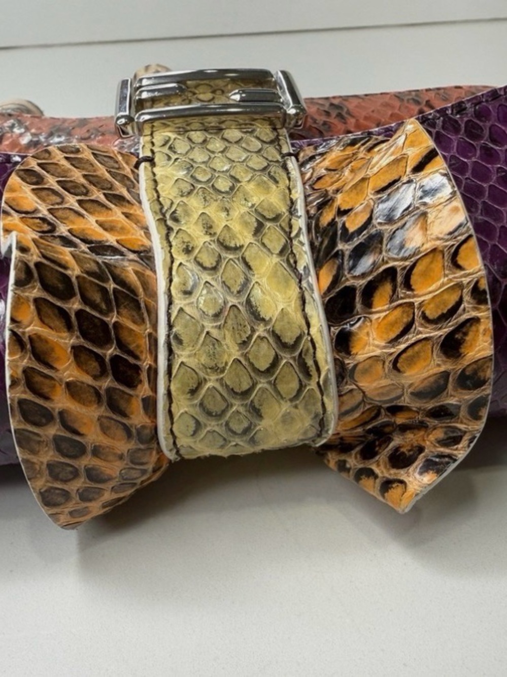 Fendi Microwave Baguette Multicolor Python Crossbody Bag only listing worldwide - Picture 6 of 15